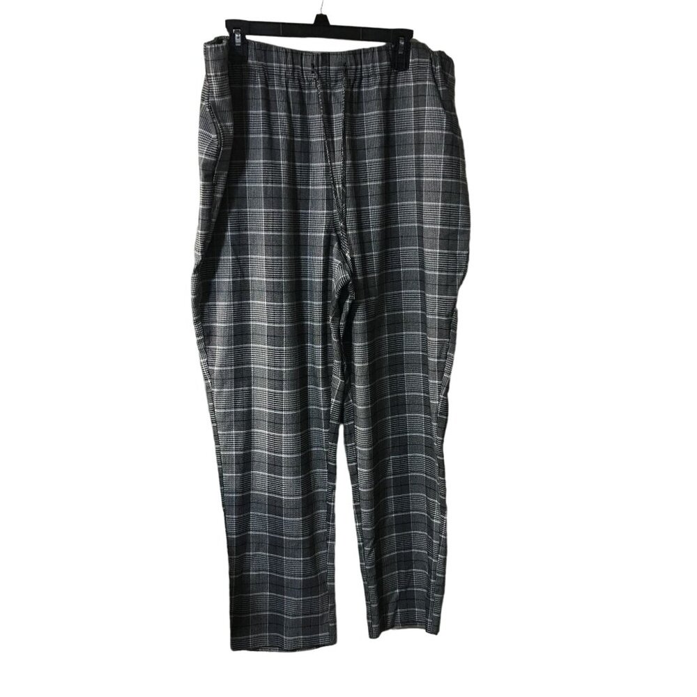 NINE WEST PULL ON BLACK AND WHITE PLAID DRESS PANTS WOMENS XXL